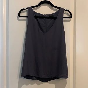 Theory steel grey silk top